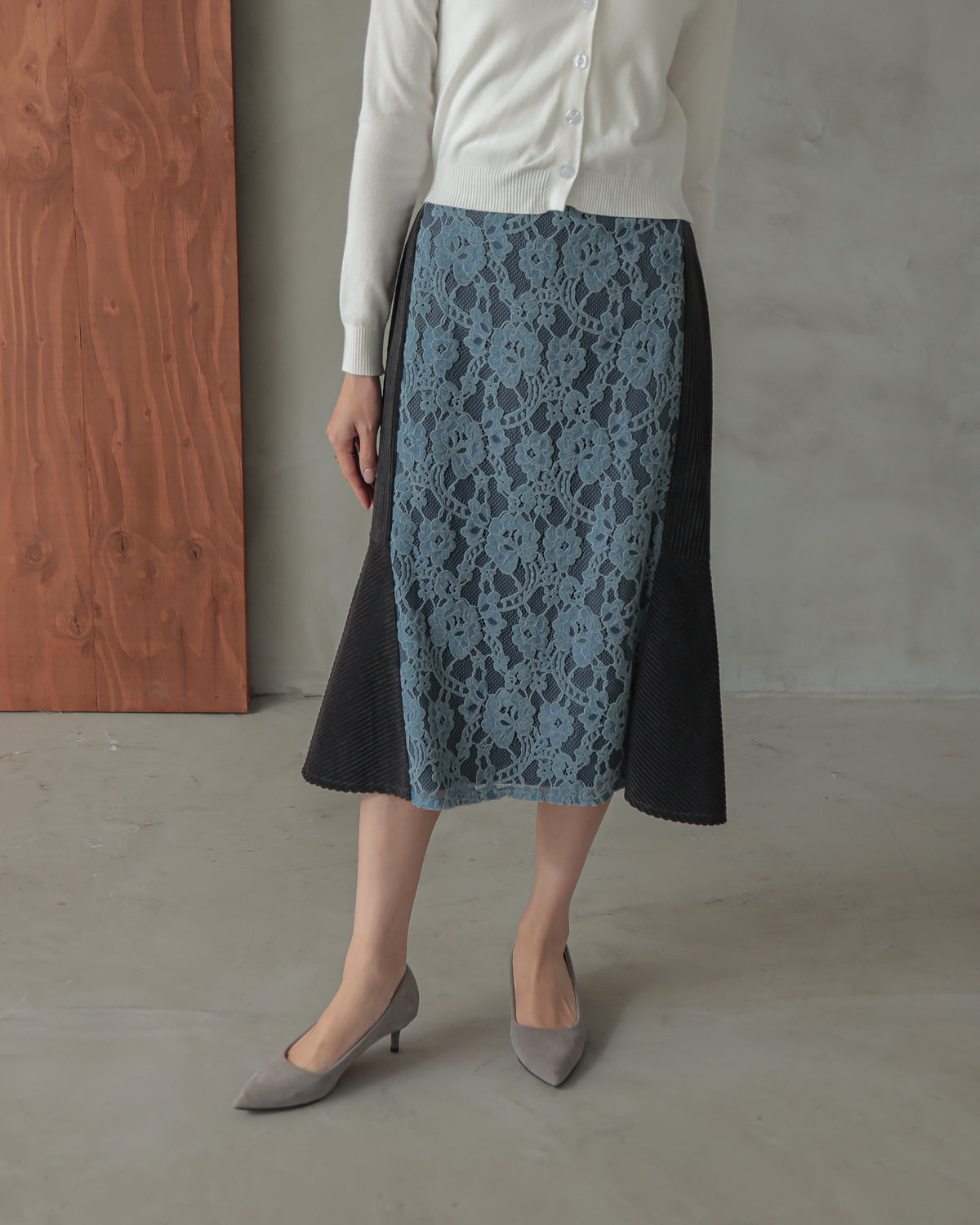 lace switching skirt