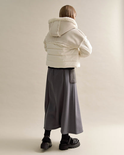 フェイクファートリムショートダウン