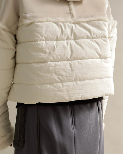 フェイクファートリムショートダウン