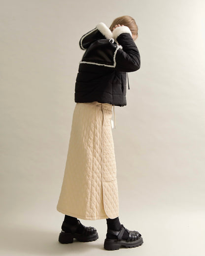 フェイクファートリムショートダウン