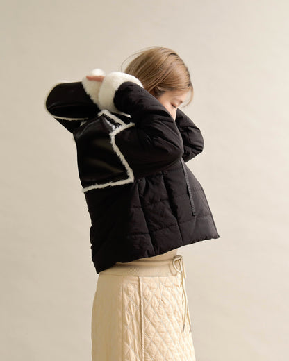 フェイクファートリムショートダウン