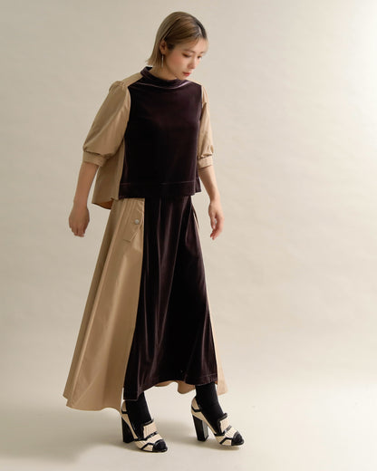 異素材組み合わせブラウス