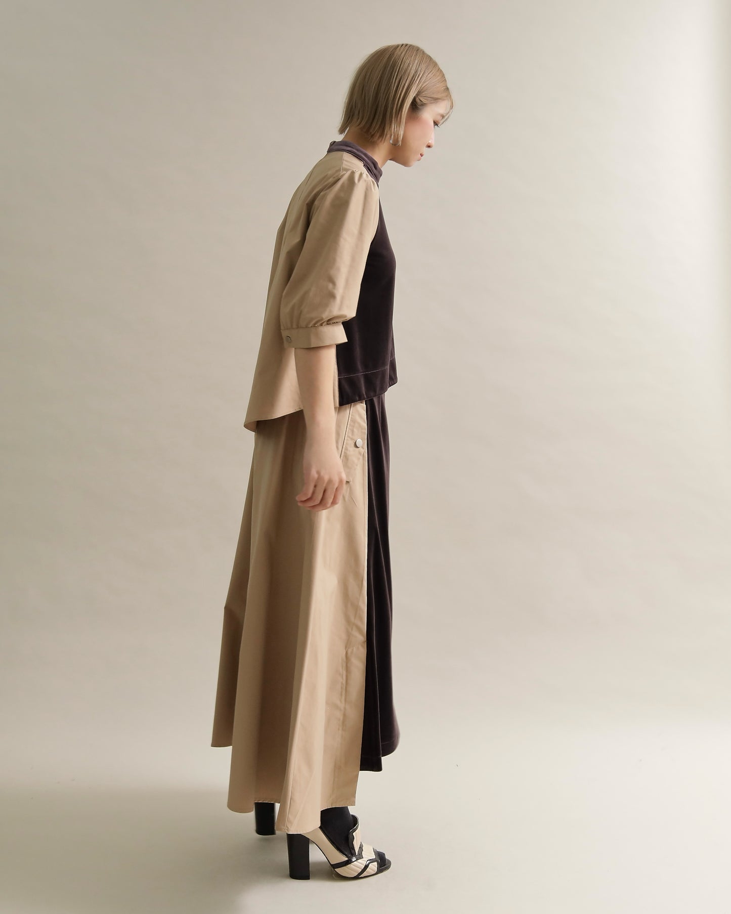 異素材組み合わせブラウス