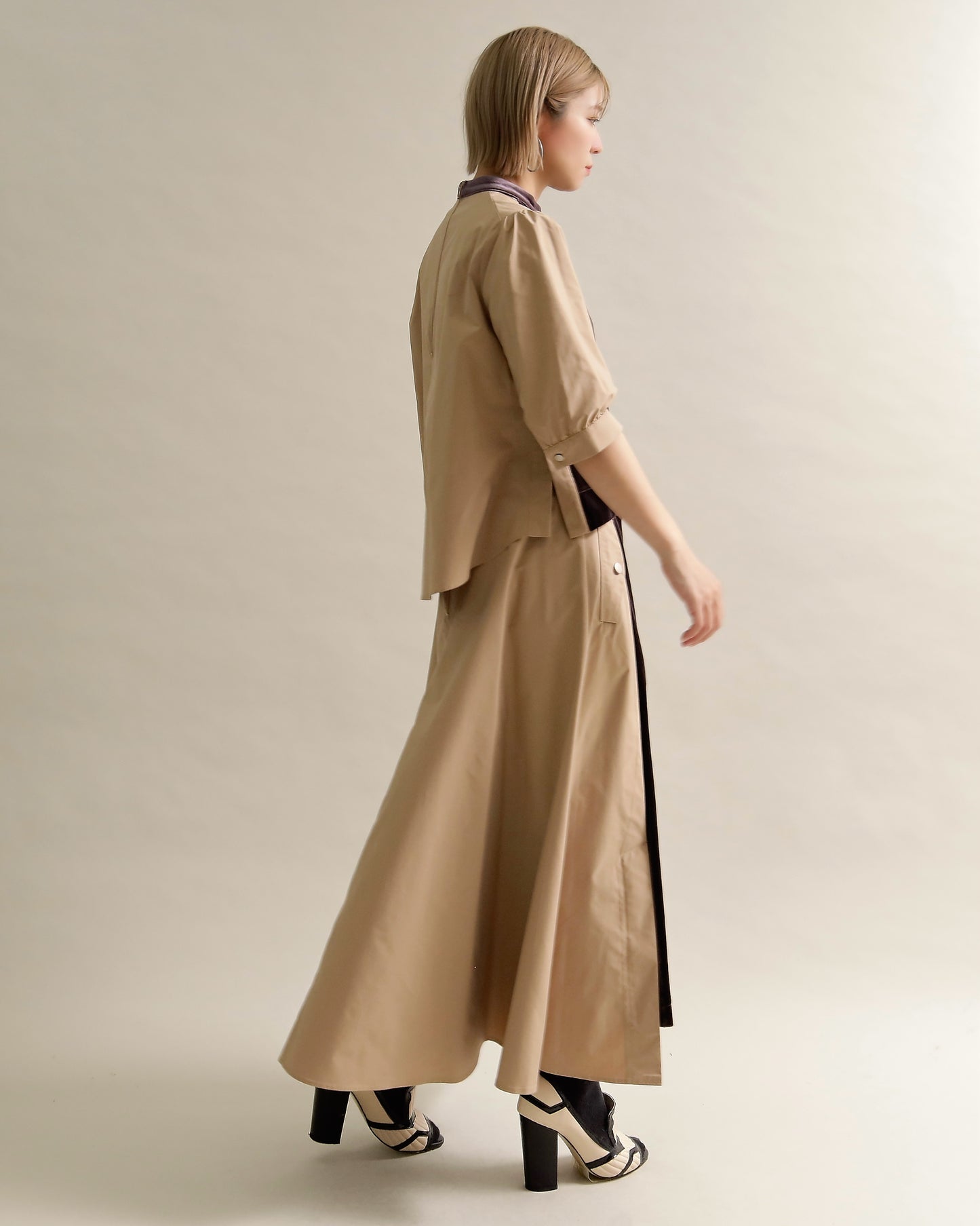 異素材組み合わせブラウス