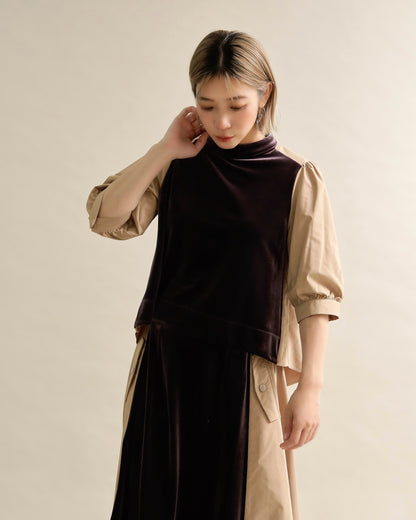 異素材組み合わせブラウス