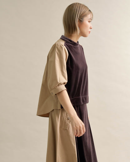 異素材組み合わせブラウス