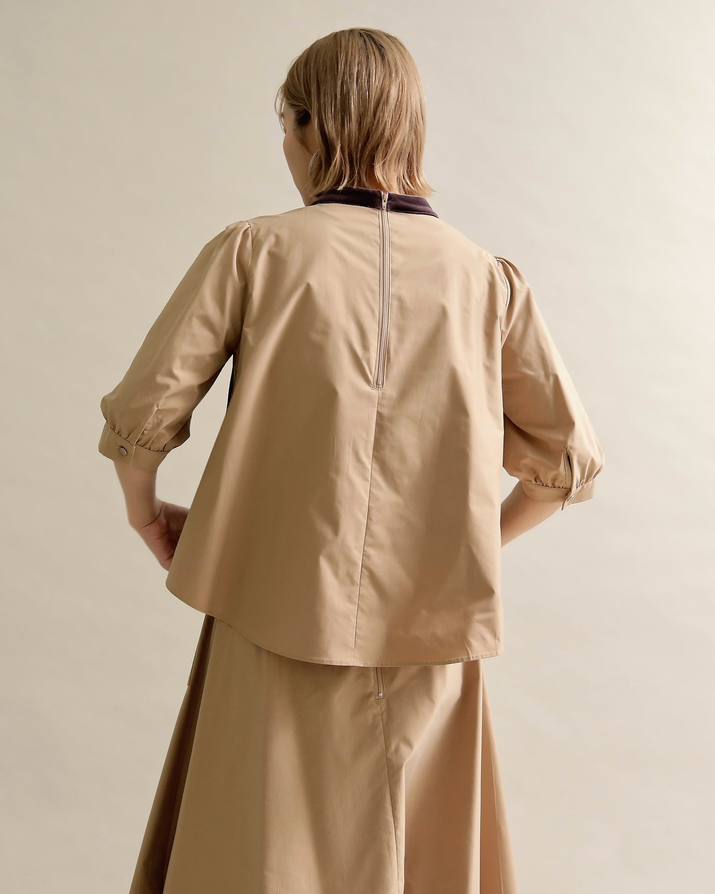 異素材組み合わせブラウス