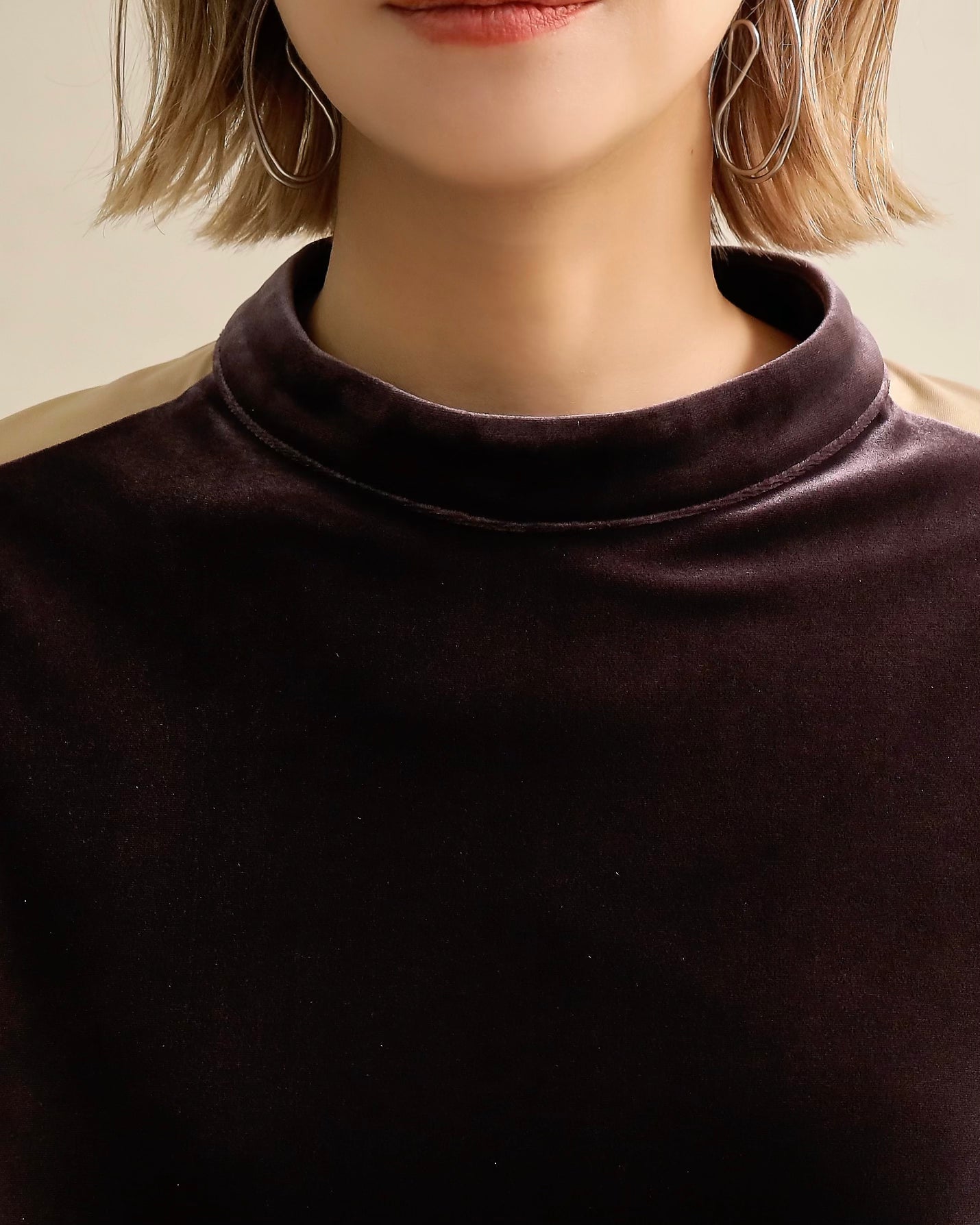 異素材組み合わせブラウス