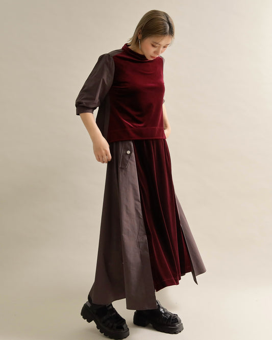 異素材組み合わせブラウス