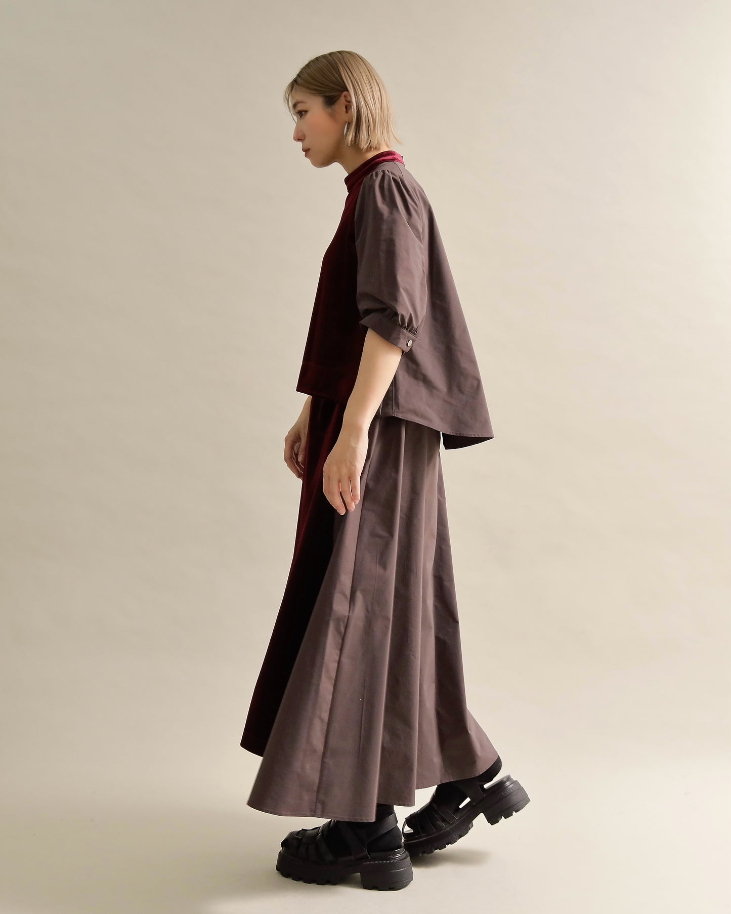 異素材組み合わせブラウス