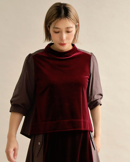 異素材組み合わせブラウス