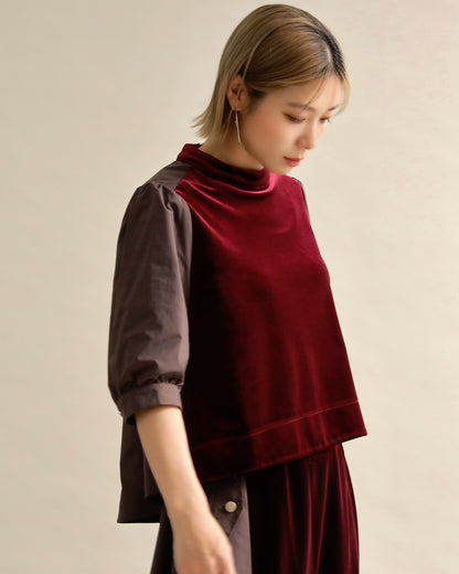 異素材組み合わせブラウス