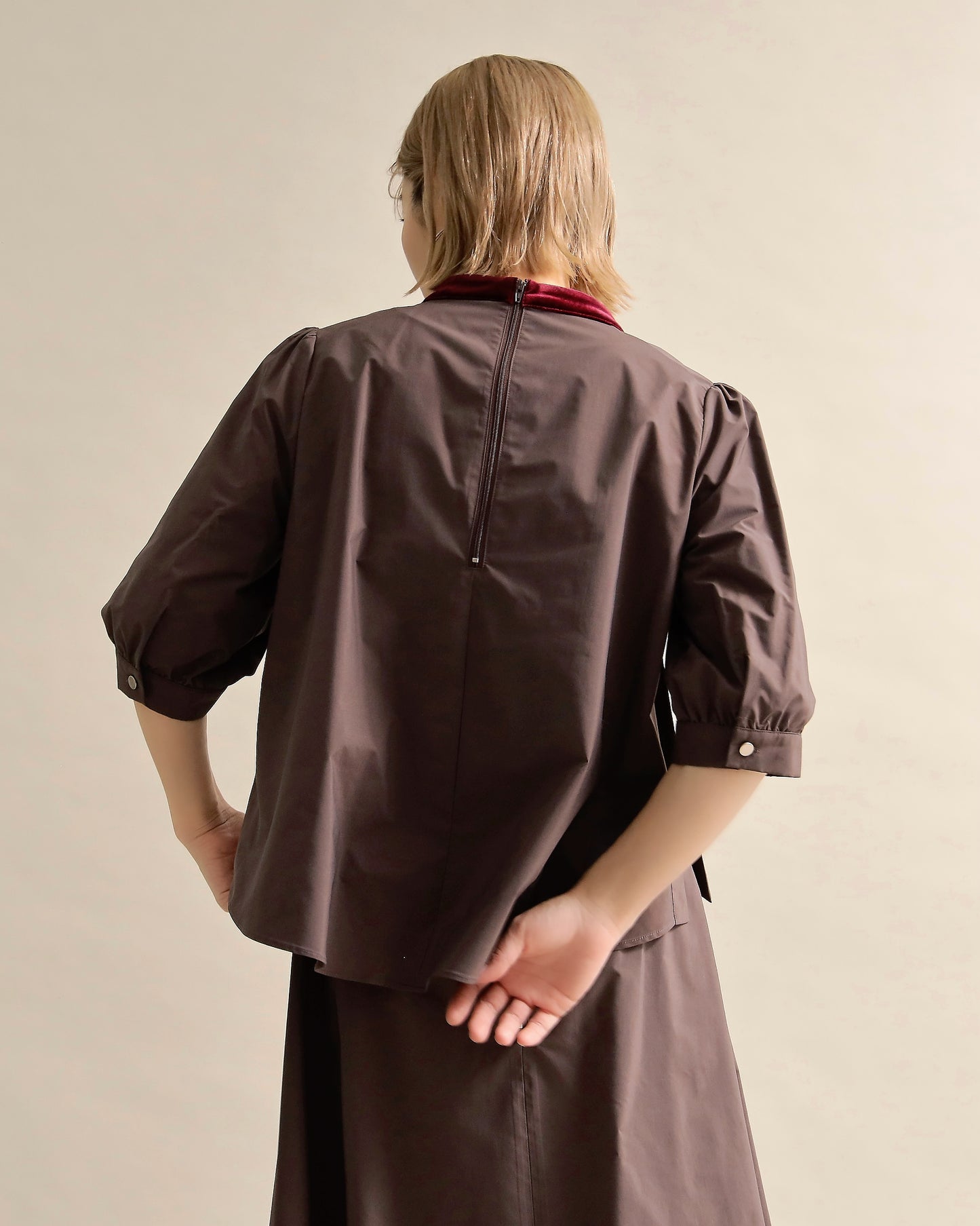 異素材組み合わせブラウス