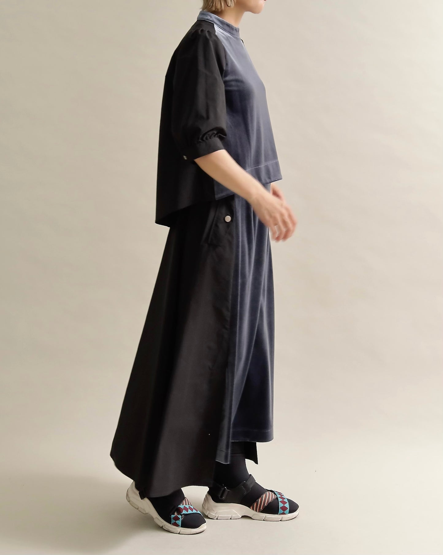 異素材組み合わせブラウス