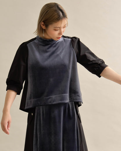 異素材組み合わせブラウス