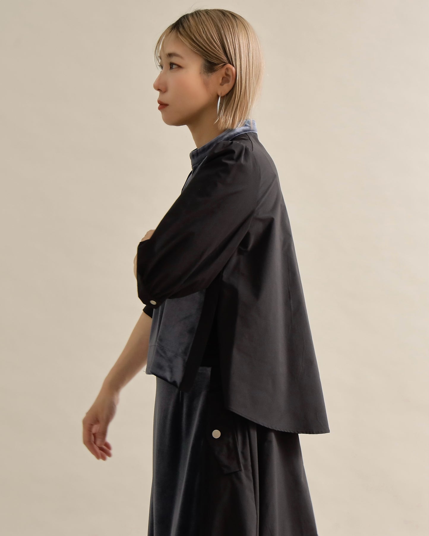 異素材組み合わせブラウス