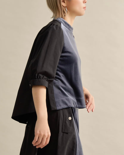 異素材組み合わせブラウス