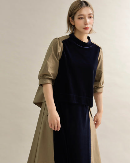 異素材組み合わせブラウス