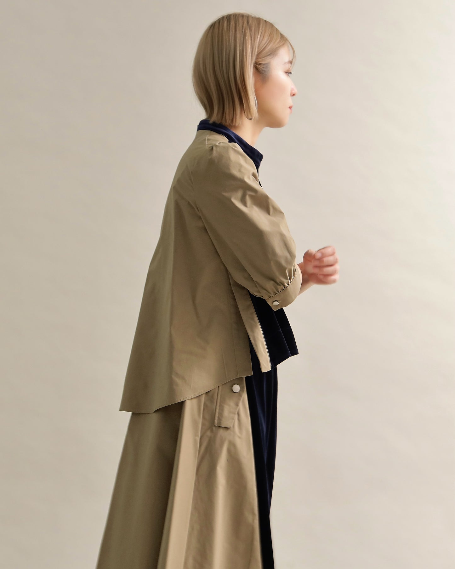 異素材組み合わせブラウス