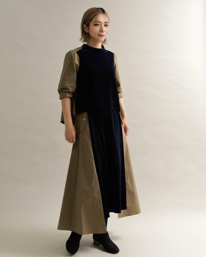 異素材組み合わせブラウス