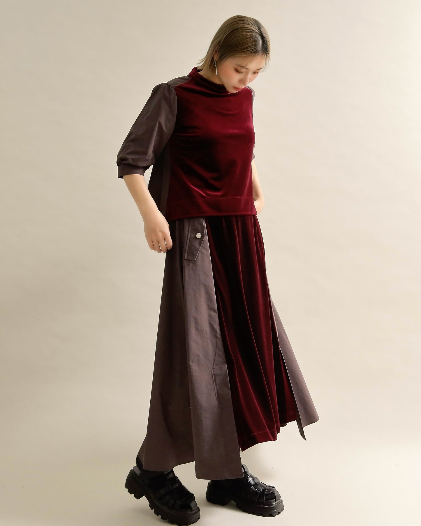 異素材組み合わせスカート