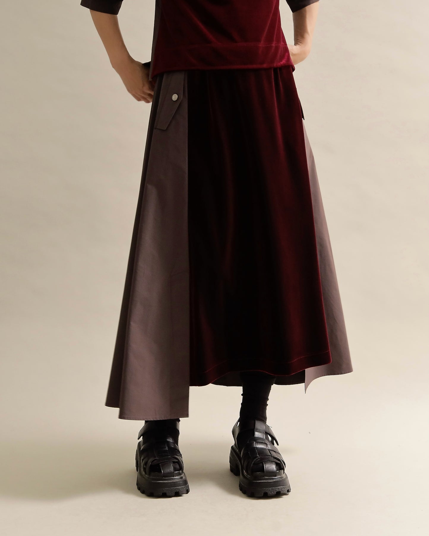 異素材組み合わせスカート