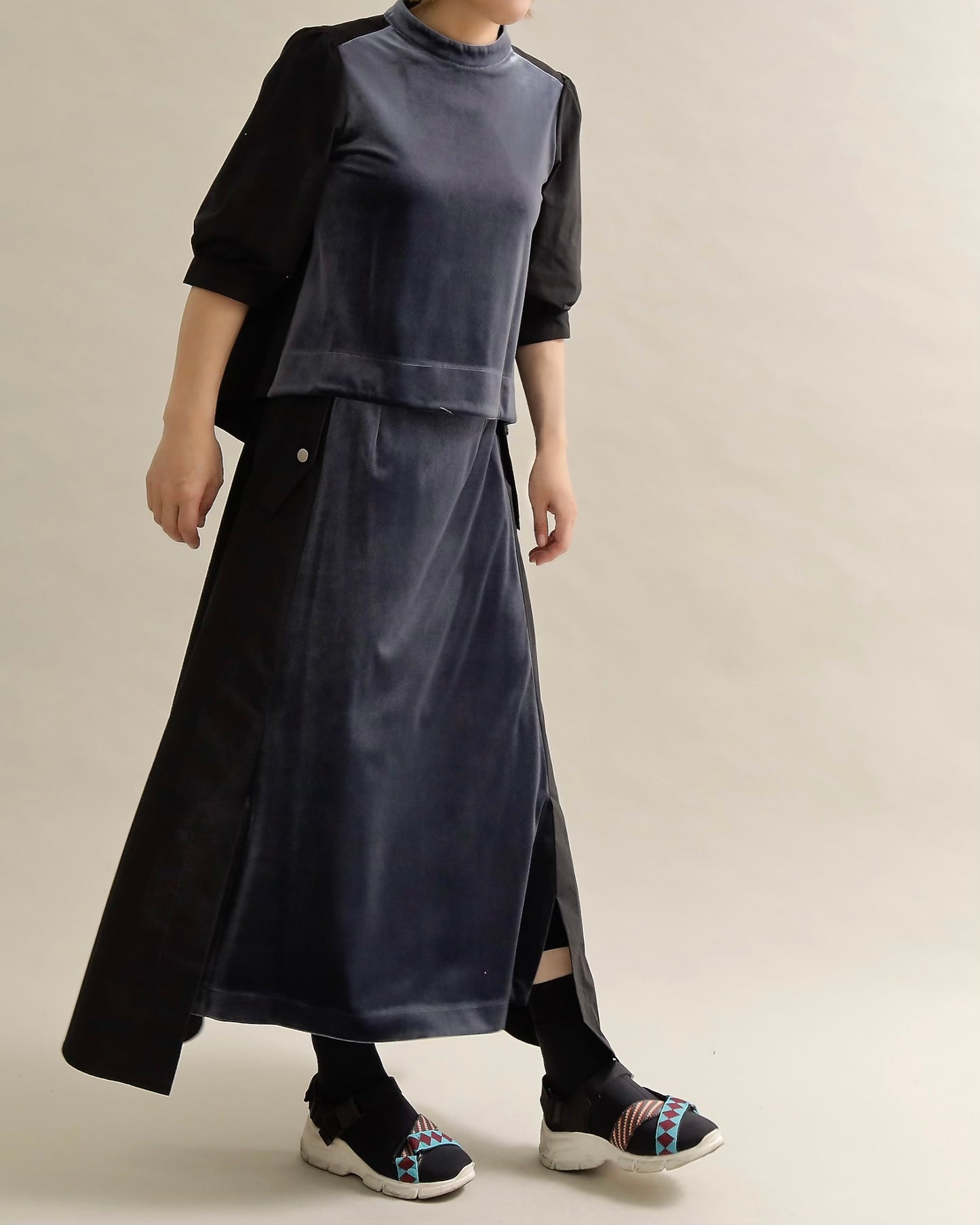 異素材組み合わせスカート