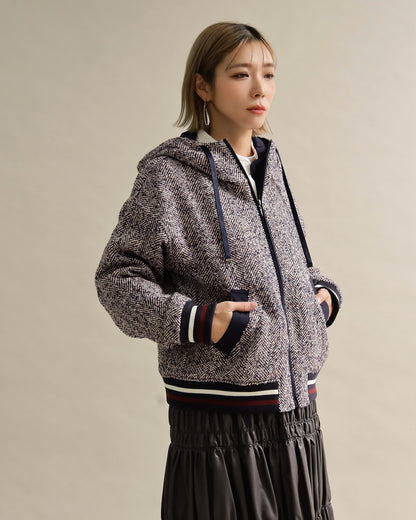 ツイードライクフードブルゾン