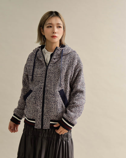 ツイードライクフードブルゾン