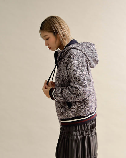 ツイードライクフードブルゾン