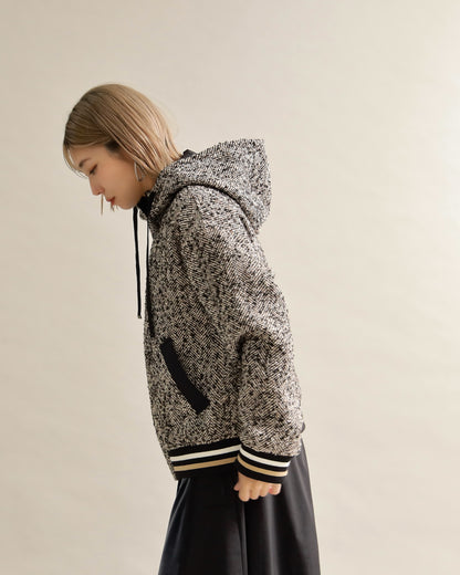 ツイードライクフードブルゾン