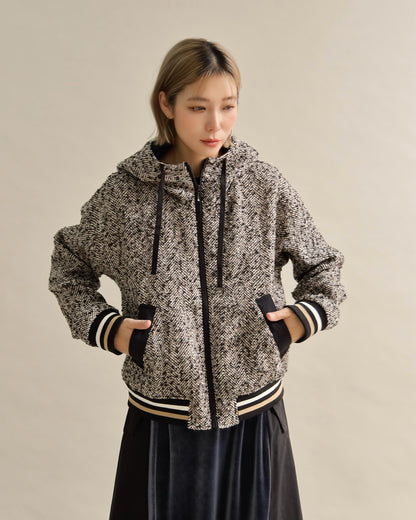 ツイードライクフードブルゾン