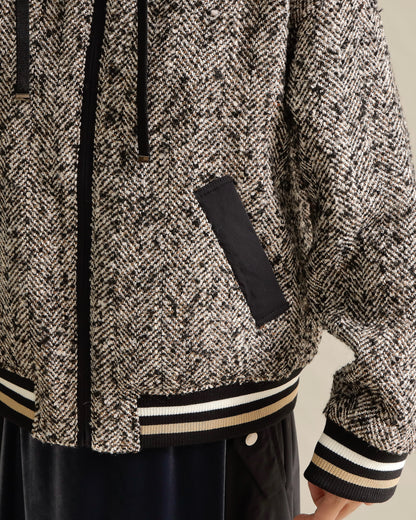 ツイードライクフードブルゾン