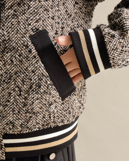 ツイードライクフードブルゾン