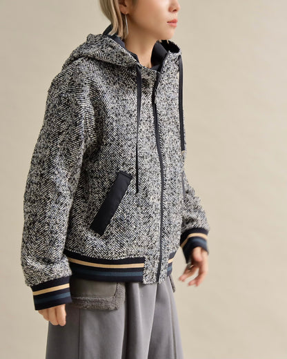 ツイードライクフードブルゾン