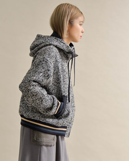 ツイードライクフードブルゾン