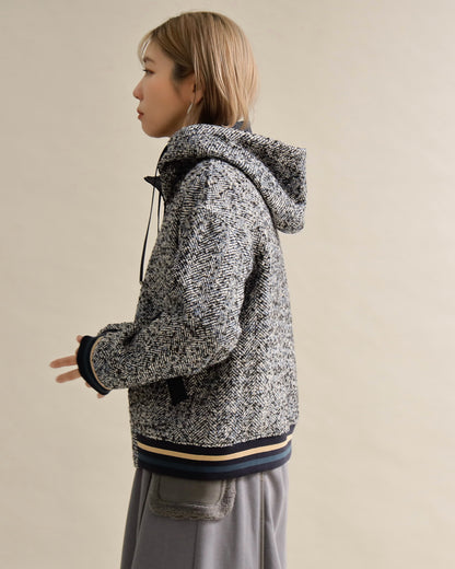 ツイードライクフードブルゾン