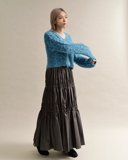 ふわシャギーVネックショートニット