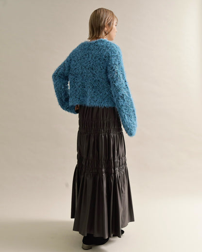 ふわシャギーVネックショートニット