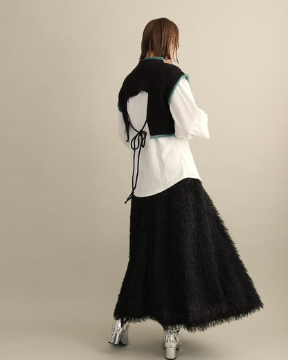 バックスリットニットショートジレ