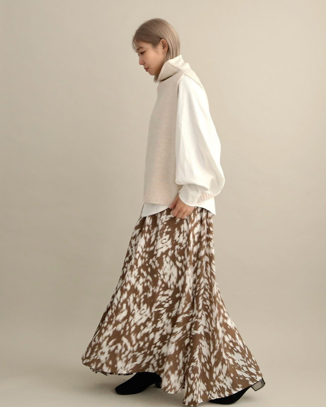 ソフトタッチハイネックレイヤードベスト