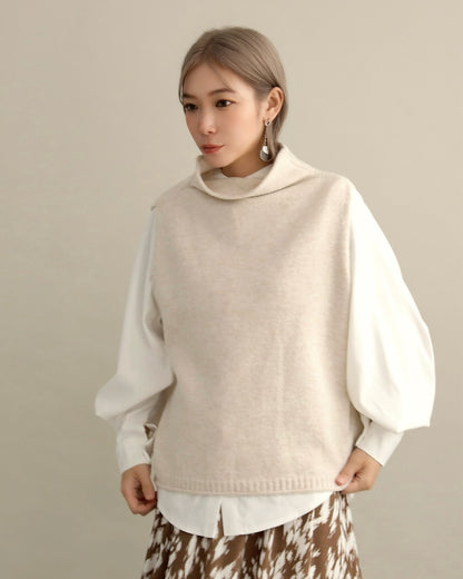 ソフトタッチハイネックレイヤードベスト