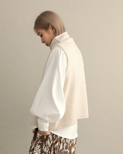 ソフトタッチハイネックレイヤードベスト