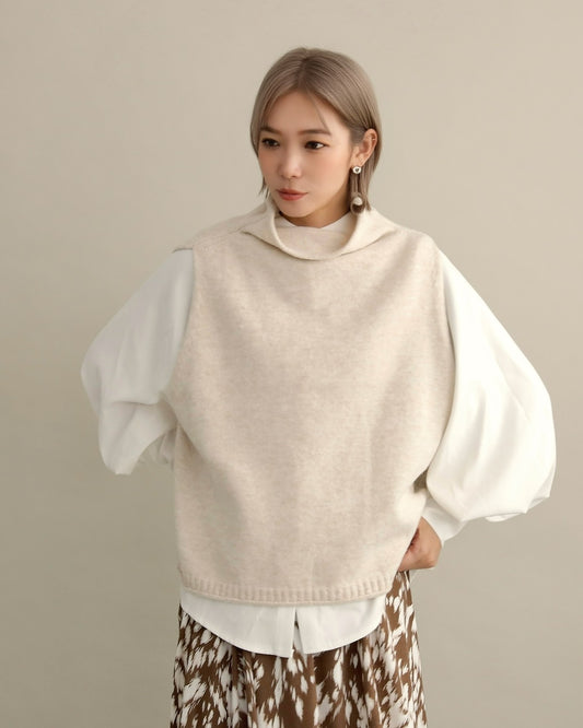 ソフトタッチハイネックレイヤードベスト