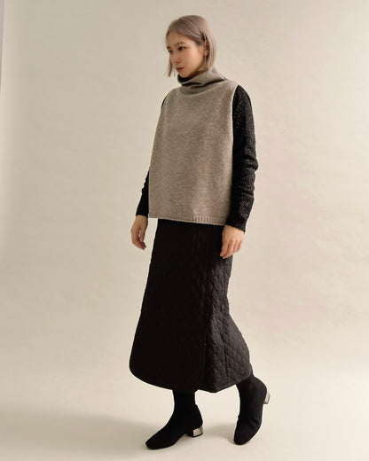 ソフトタッチハイネックレイヤードベスト