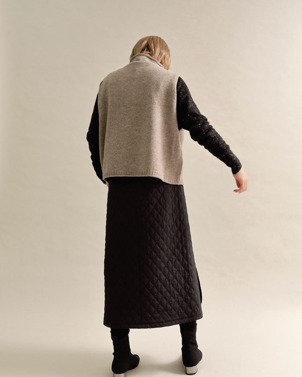 ソフトタッチハイネックレイヤードベスト