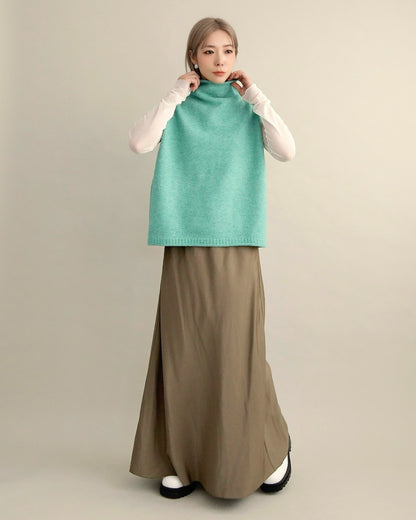 ソフトタッチハイネックレイヤードベスト