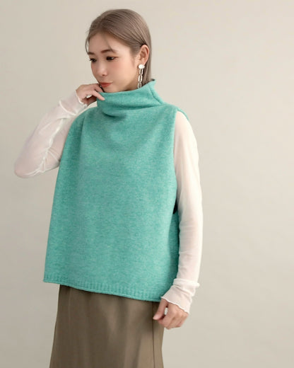 ソフトタッチハイネックレイヤードベスト