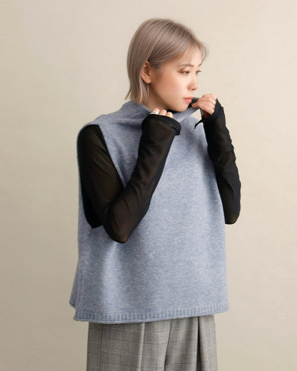 ソフトタッチハイネックレイヤードベスト