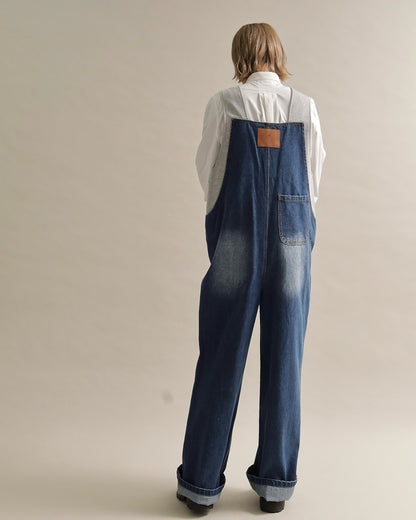 ヴィンテージウォッシュ デニムワイドサロペット